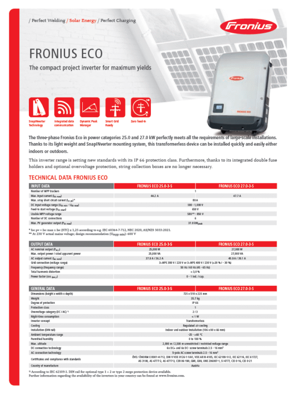 Fronius Eco 27.0-3-S Solar Inverter - Image 2