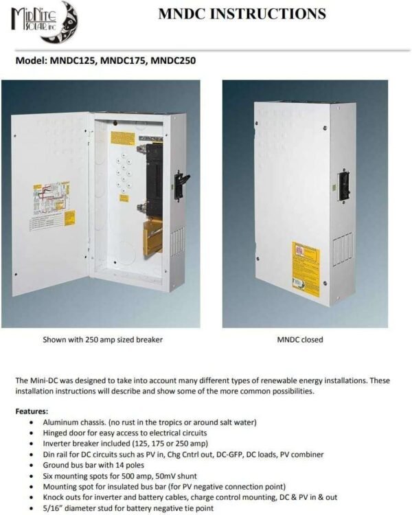 MidNite DC Solar Breaker Box w/ 250A Breaker - Image 2
