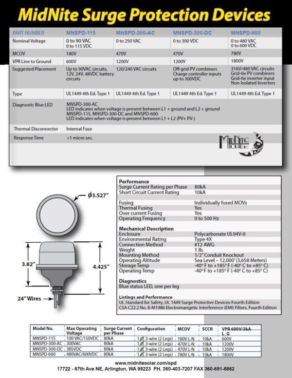 MidNite Solar 300 VAC AC Surge Protector - Image 3