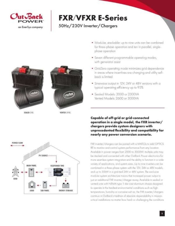Outback Power VFXR3048E 3000W, 48V Inerter/Charger - Image 2